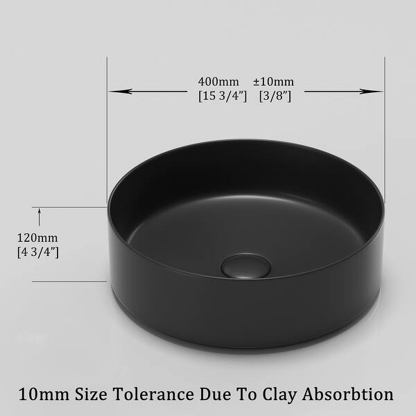dimension image slide 4 of 8, BNK 16 inch White Ceramic Circular Vessel Bathroom Sink