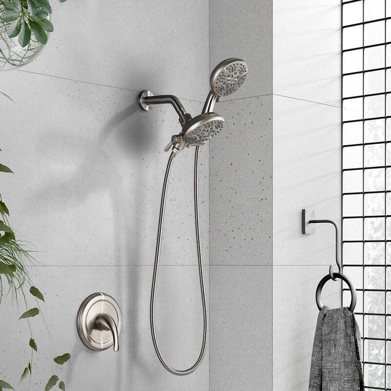 Pressure Balanced 7-Way Shower Head Combo, Hand Held Shower & Rain Shower Separately or Together with Rough-in Valve