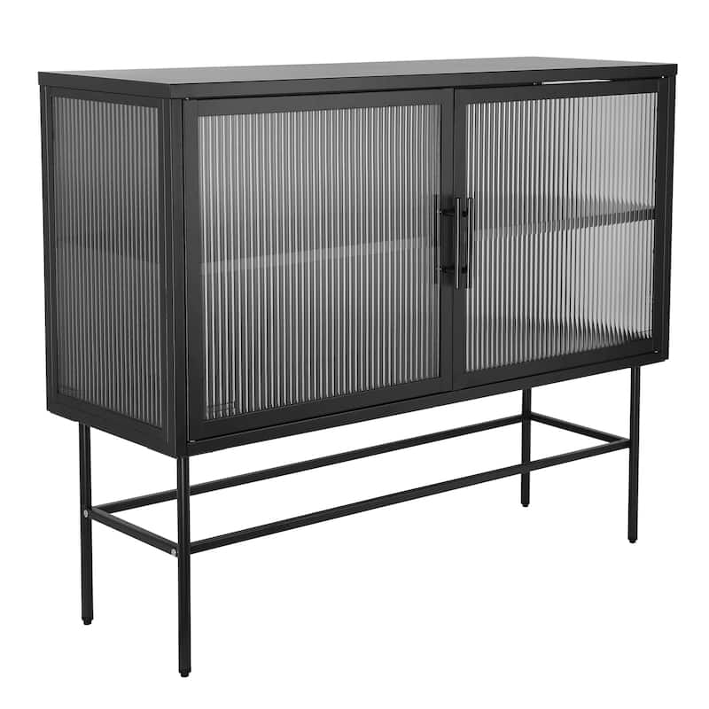 Console Table With 2 Fluted Glass Doors