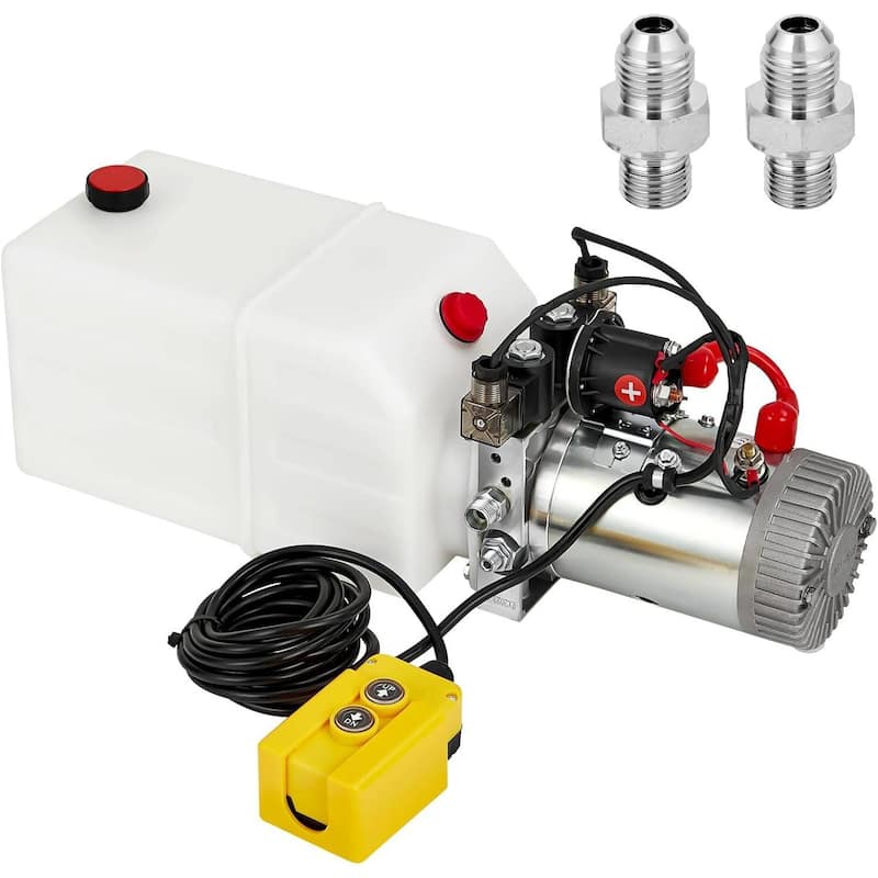 Electric 12V Double Acting Hydraulic Power Unit with 6L Steel Tank - 6L
