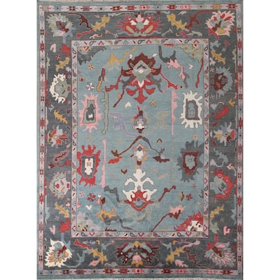 Blue Transitional Oushak Area Rug Handmade Wool Carpet - 9'3"x 11'10"