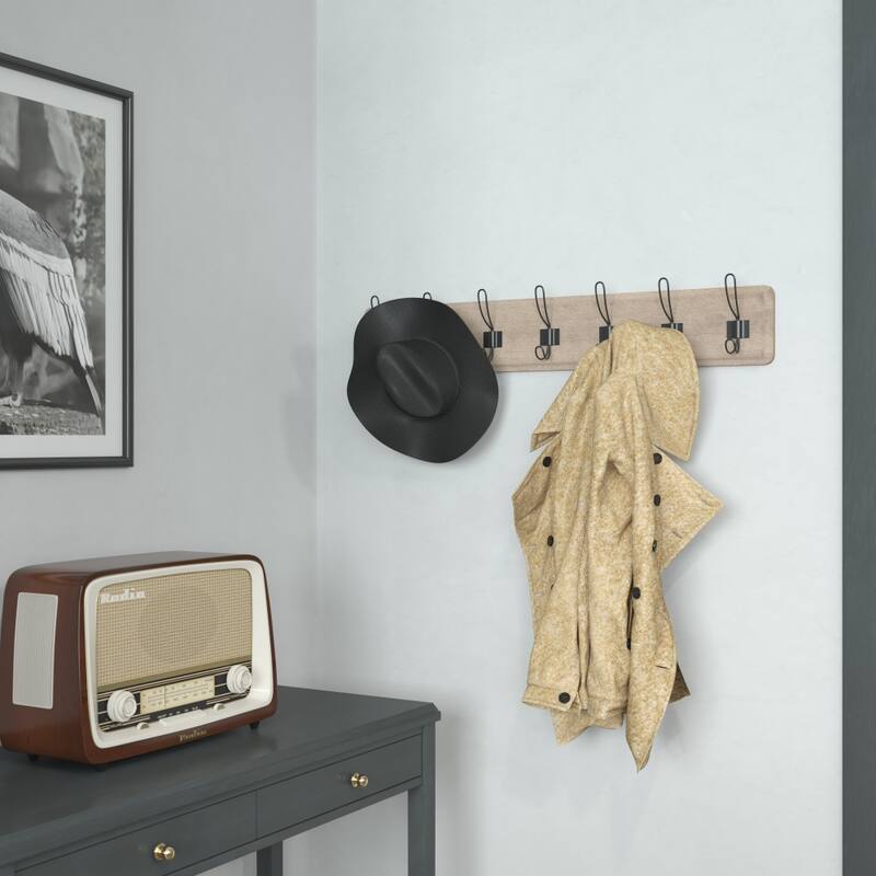 Wall Mounted Storage Rack with 7 Hooks