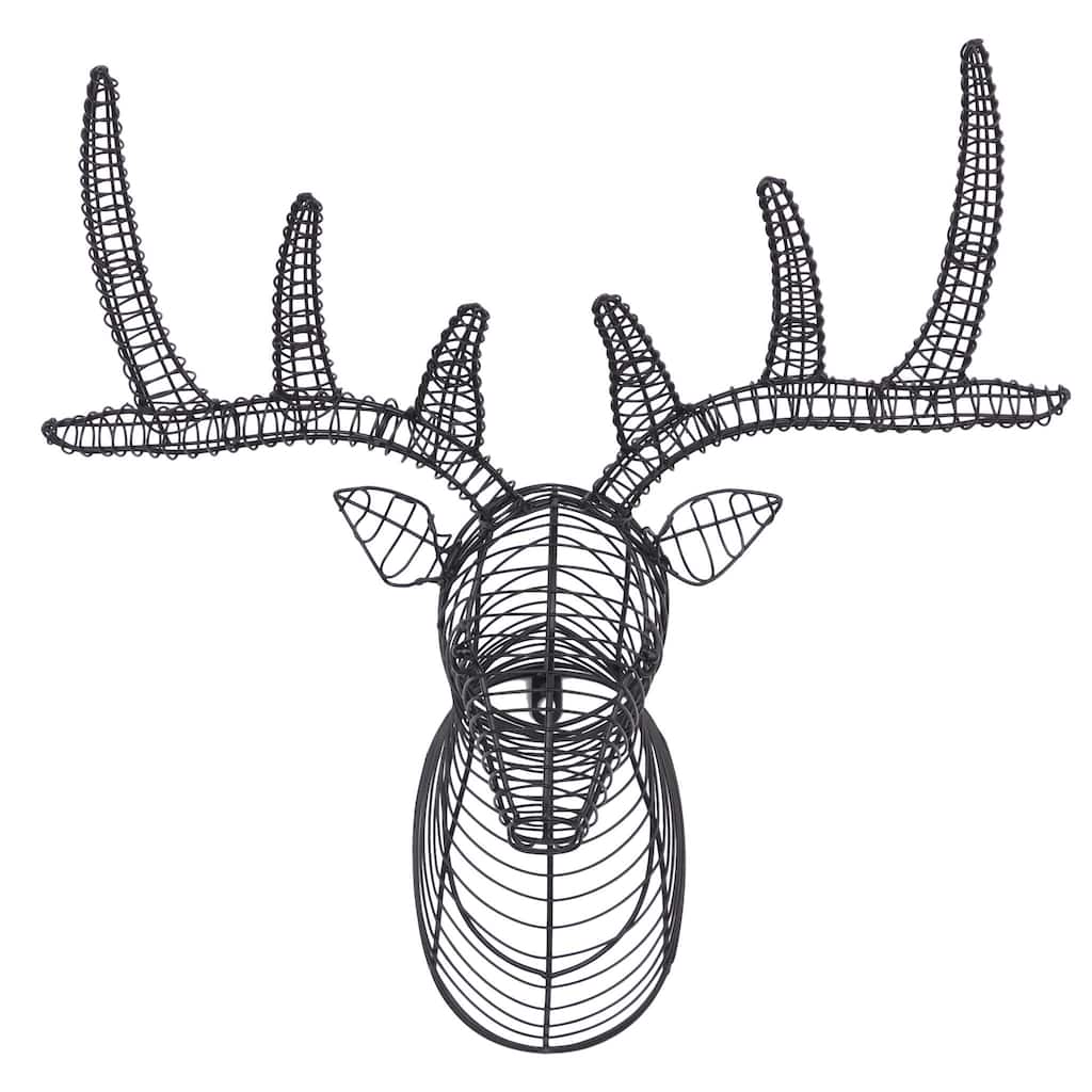 Metal Deer Head Home Wall Decor - Black - Roche River Decor
