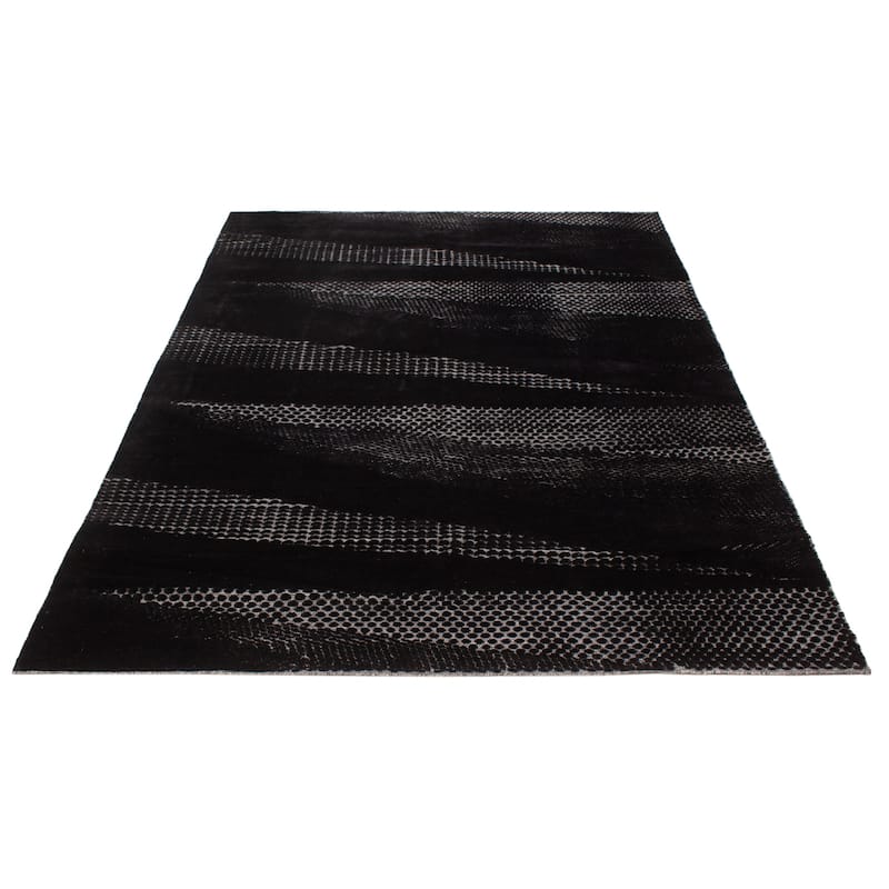 ECARPETGALLERY Hand-knotted Tangier Black Wool Rug - 8'2 x 11'1