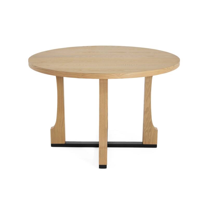 48-inch Round Dining Table for 4 - Farmhouse Pedestal Base Kitchen Table