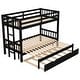 preview thumbnail 6 of 7, Espresso Twin over Pull-out Wood Bunk Bed with Extendable Bottom Bed and Trundle, High Rails, Reversible Ladder