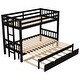 preview thumbnail 7 of 24, Exquisite design Twin over Pull-out Bunk Bed with Trundle and wheels, Accommodate 4 People, High-quality Materials, Espresso