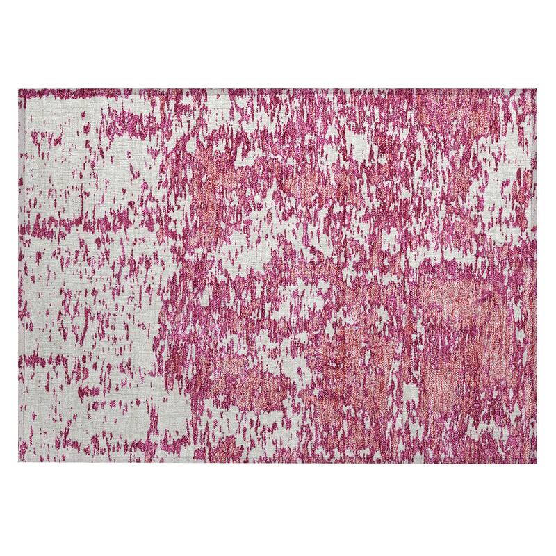 Machine Washable Indoor/ Outdoor Abstract Pixels Chantille Rug