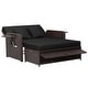 preview thumbnail 7 of 8, Rattan Two-seat Patio Chaise with Storage and Extending Side Tables Black