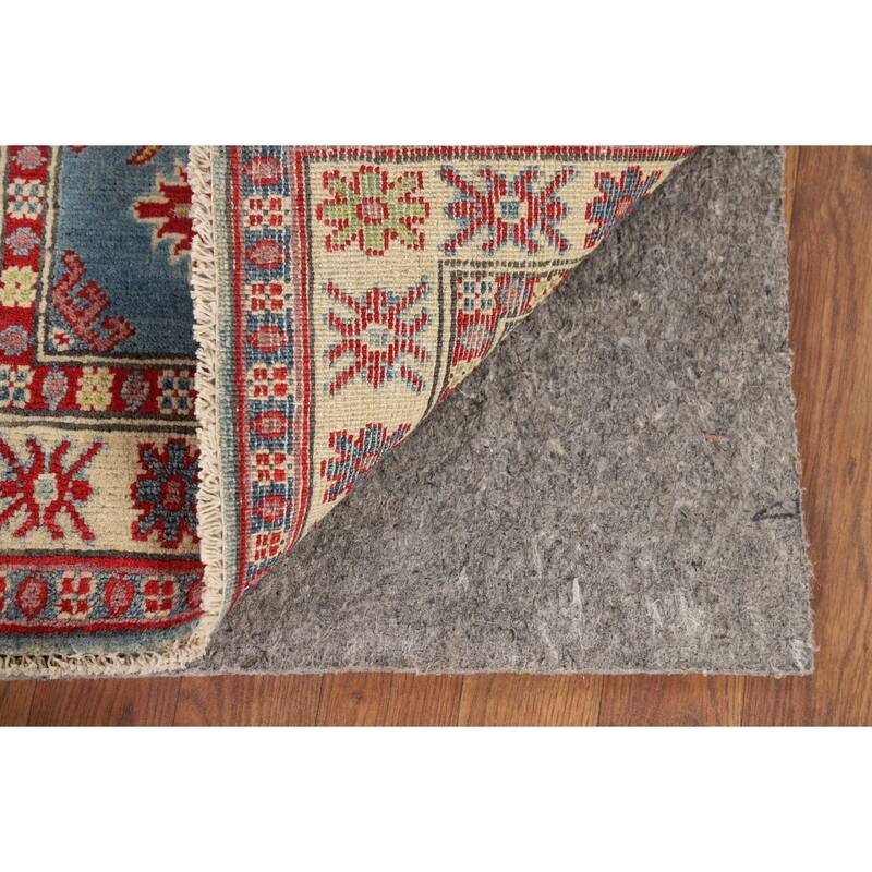 Hand Knotted Oriental 100% Wool Carpet Traditional Geometric Navy Blue & Blues Kazak Area Rug - 3' 1'' X 2' 0''