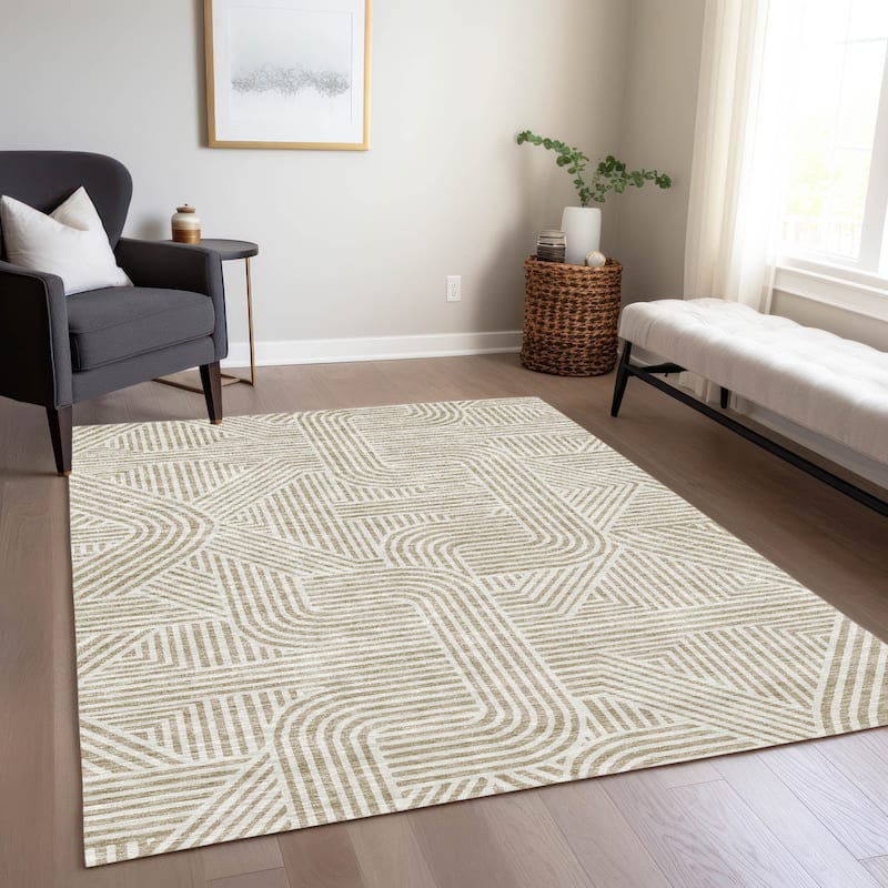 Machine Washable Indoor/ Outdoor Chantille Contemporary Geo Rug