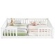 preview thumbnail 49 of 52, Twin Size Wood Double Floor Bed with Guardrails For Toddlers