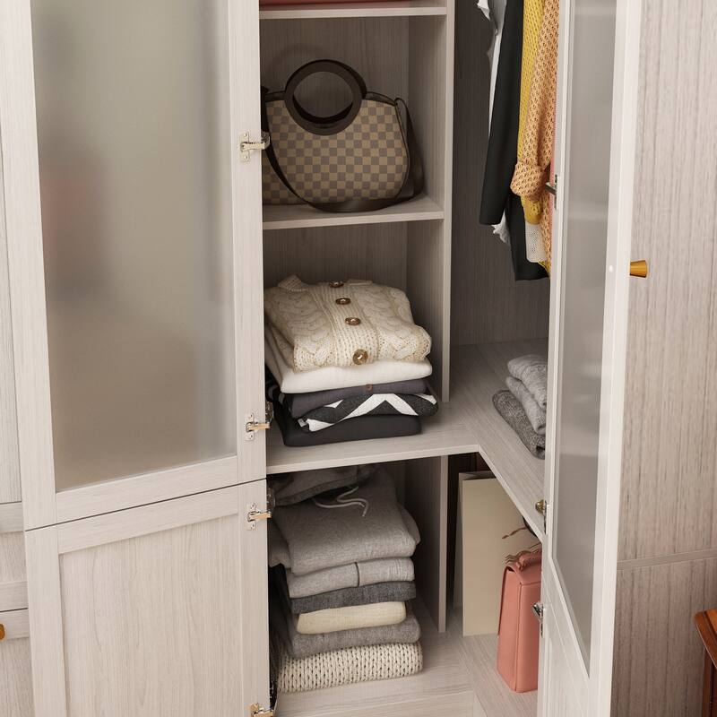 Large Glass Combination Cabinet: Contemporary Storage Closet Armoires