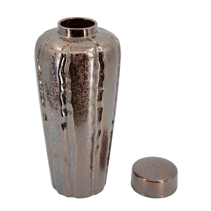 Set of Three Bronze And Silver Ceramic Urn Ginger Jars - 18.40