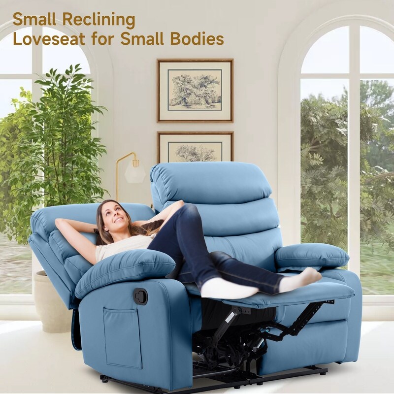 Hzlagm Tech Leather 2 Seater Manual Recliner Reclining Loveseat On Sale Bed Bath Beyond 40528130