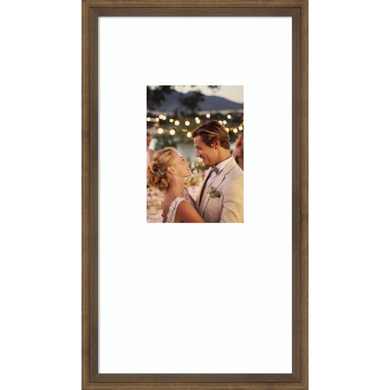 Lucie Black Framed Picture Frame, Photo Frame - 10x18 Matted White 5x7 - Lucie Light Bronze
