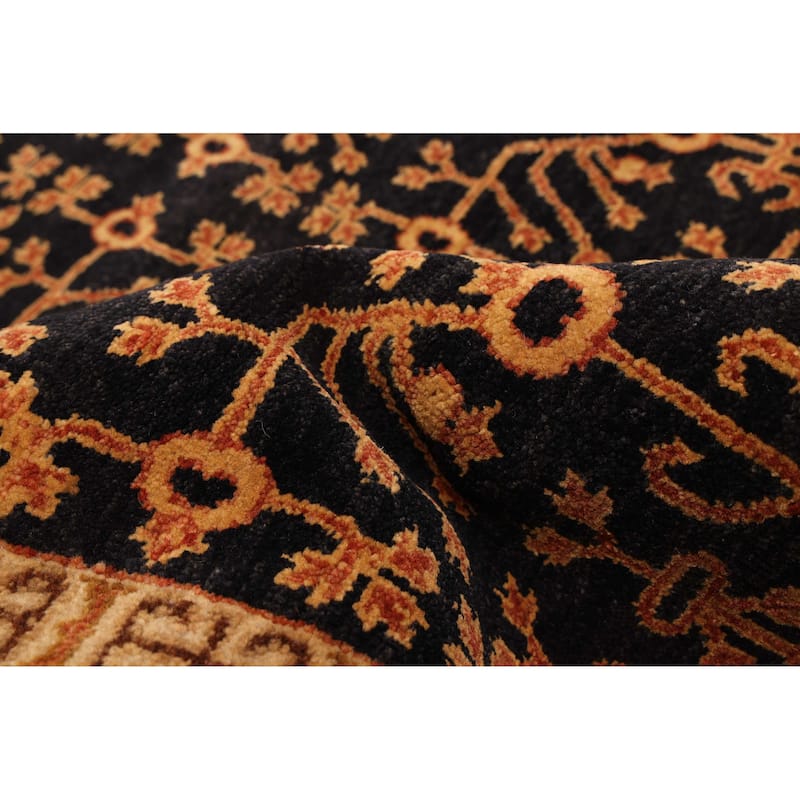 ECARPETGALLERY Hand-knotted Finest Agra Jaipur Black Wool Rug - 4'0 x 5'11