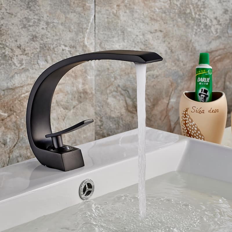 Bathroom Faucet for Bathroom Sink, Black Single Hole Bathroom Faucet Modern Single Handle Vanity Basin Faucet