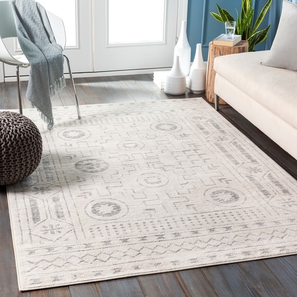 slide 2 of 8, Porch & Den Nordic Geometric Tribal Area Rug 5'3" x 7'1" - Grey