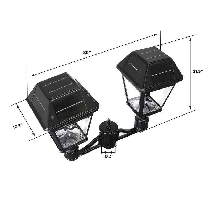 Gama Sonic Imperial III 2-Light Commercial Solar Post Light w/ 2 Color