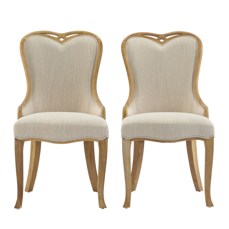 Christopher Knight Home - Evadne Rubberwood Wing Back Upholstered Dining Chair Set - 4 Piece - Natural