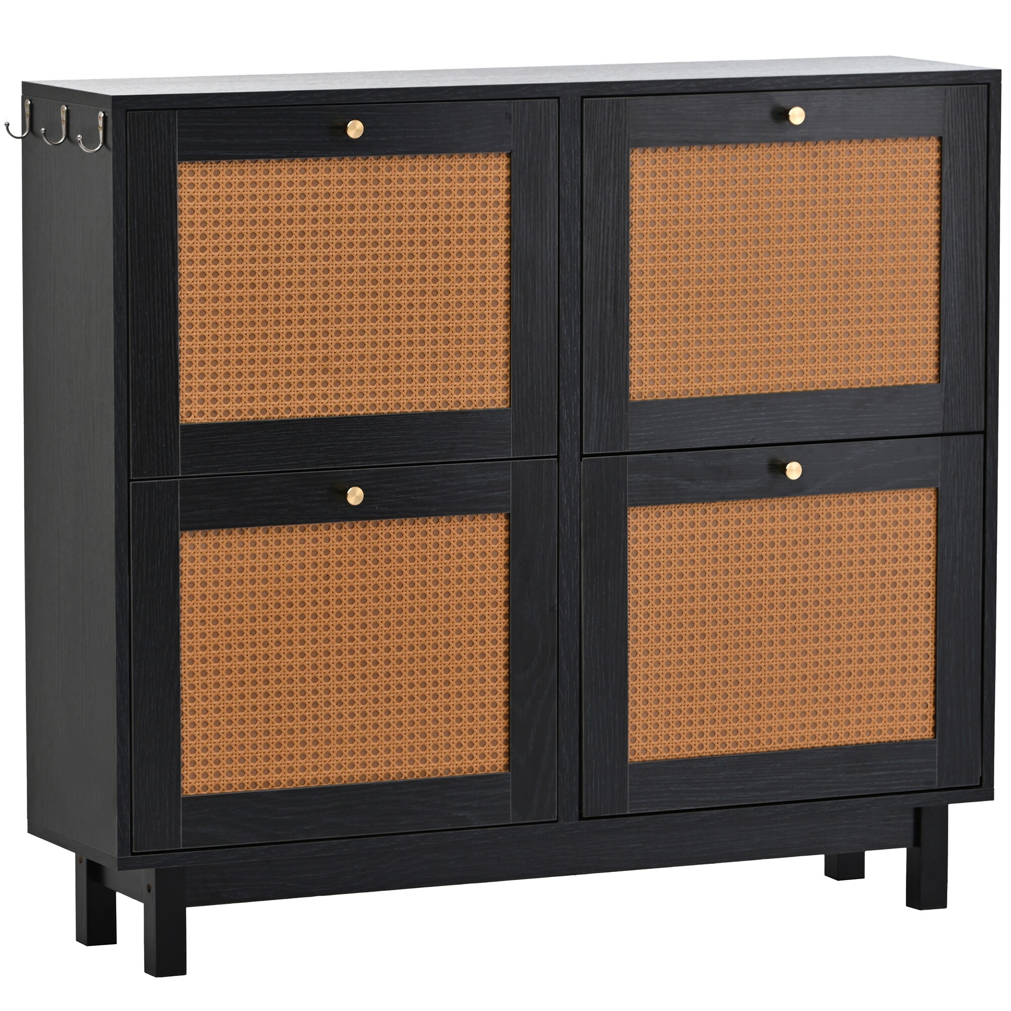 Rattan Boho Style Shoe Cabinet with 4 Flip Drawers, Modern 2-Tier Shoe  Storage Organizer with Large Space, Free Standing Shoe Rack for Entrance  Hallway