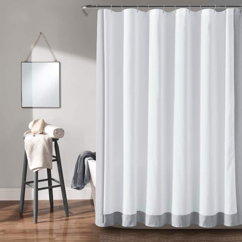 Lush Decor Block Border Shower Curtain Single - White/Gray