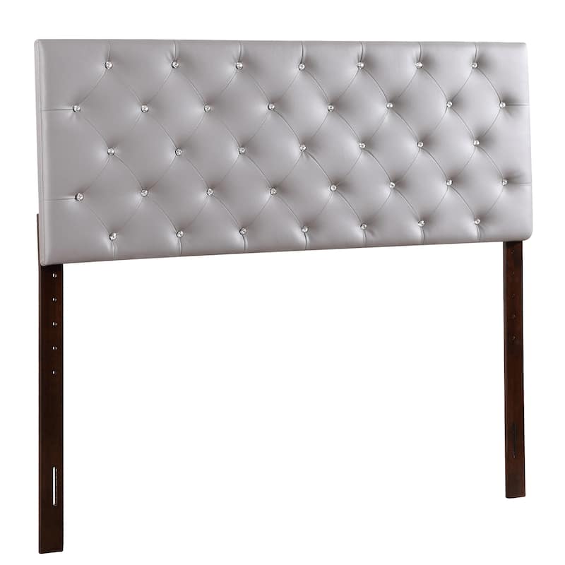 Queen Bed Headboard in Light Grey with Adjustable Height and Faux Leather Cover