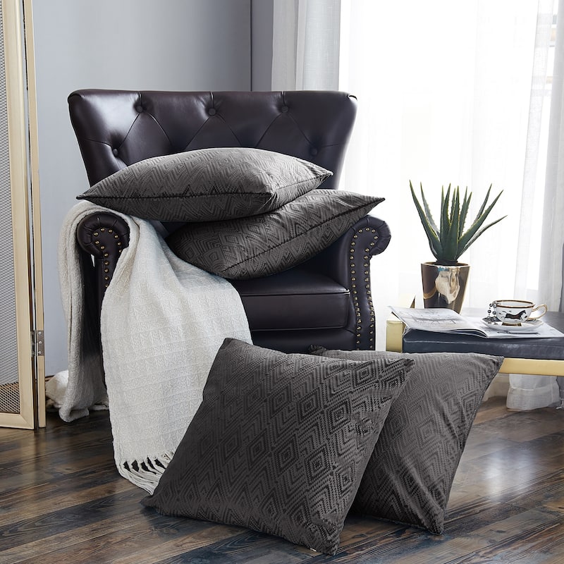 Tonopah Ikat Velvet Throw Pillow Cover Set, NO INSERT - 20" x 20" - Gun Metal