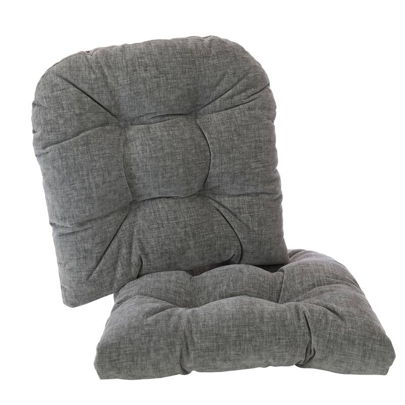 Klear Vu Gripper Overstuffed Universal Non-Slip Dining Chair Cushions - Dark Grey