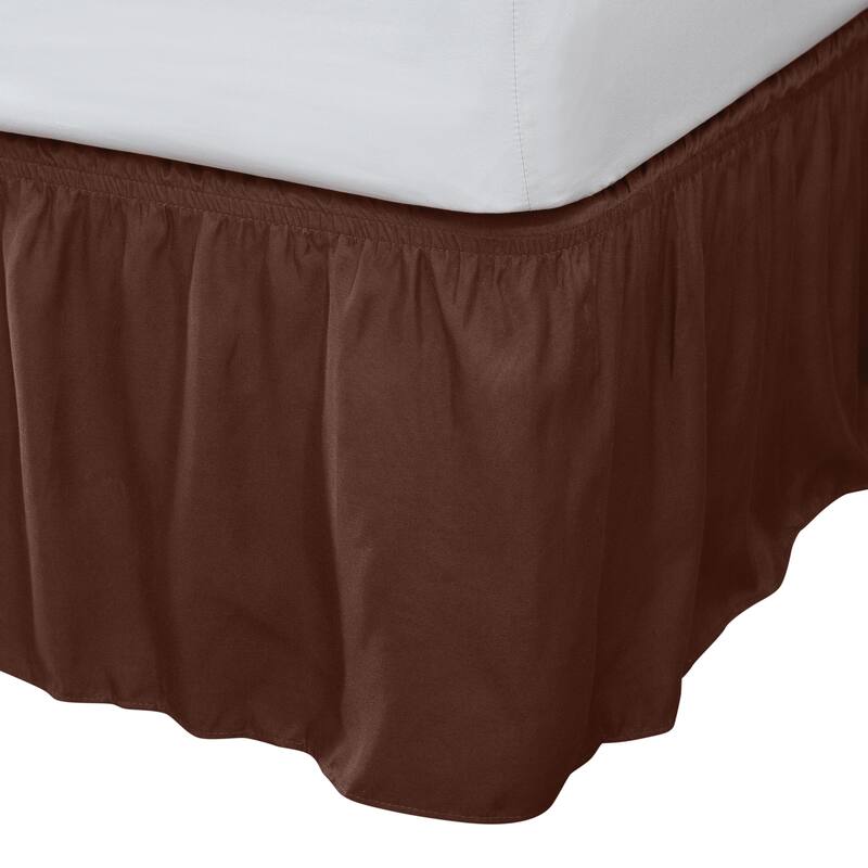 Home Details Wrap Around Bed Ruffle Twin/Full in Chocolate - Twin - Chocolate