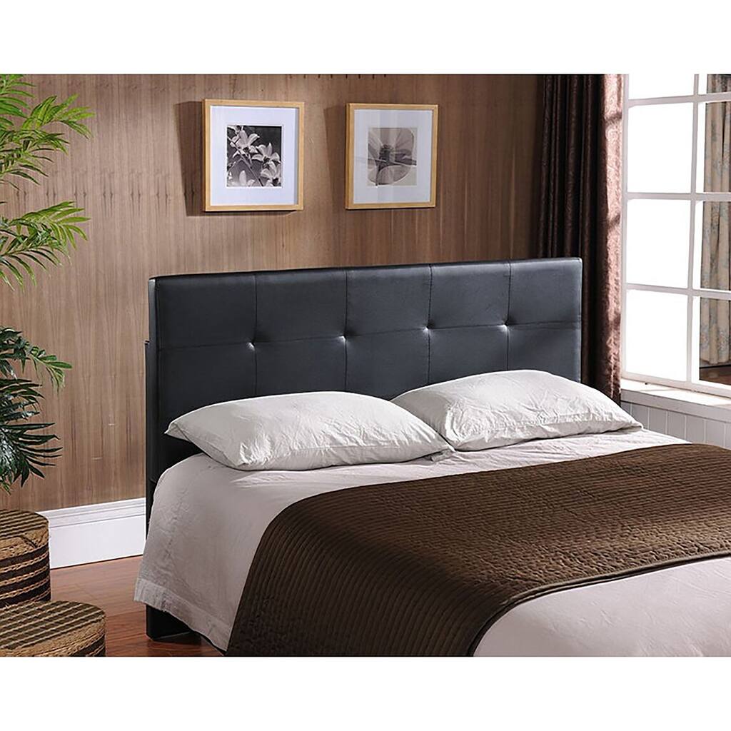 Black Faux Leather Queen Headboard