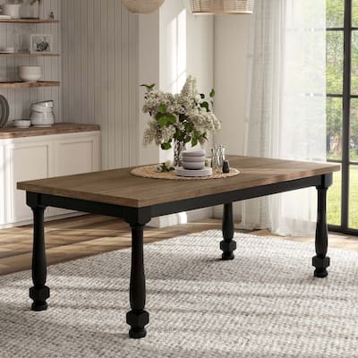 Furniture of America Lucan Modern Farmhouse Black Acacia Dining Table