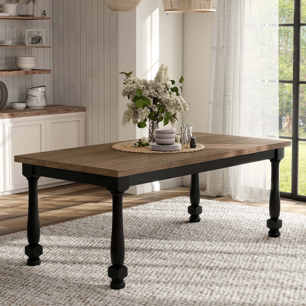 Furniture of America Lucan Modern Farmhouse Black Acacia Dining Table