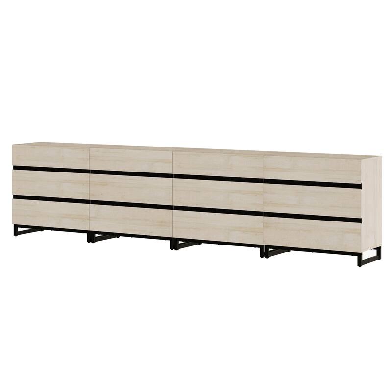 WAMPAT Modern TV Stand with Drawers and Metal Base