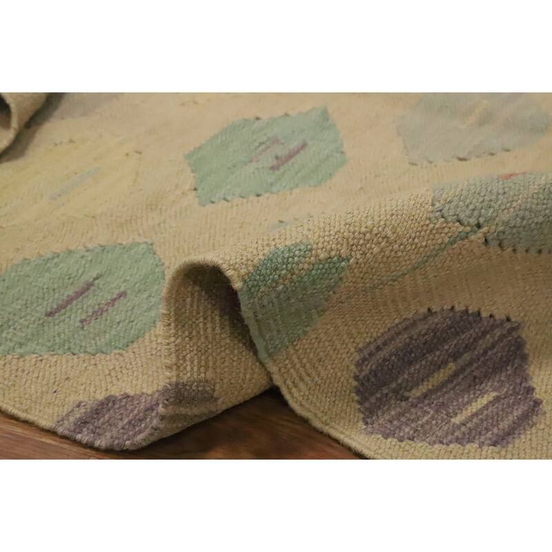Hand Woven Oriental 100% Wool Carpet Southwestern Modern Beige & Ivories Kilim Area Rug - 5' 0'' X 3' 0''