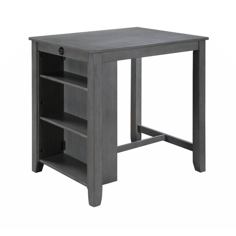 36" Finish Small Space Counter Height Dining Table with USB Charging Ports and Shelves
