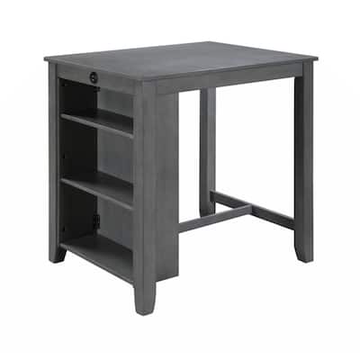 36" Finish Small Space Counter Height Dining Table with USB Charging Ports and Shelves