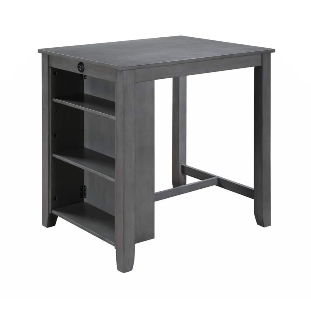 36" Finish Small Space Counter Height Dining Table with USB Charging Ports and Shelves