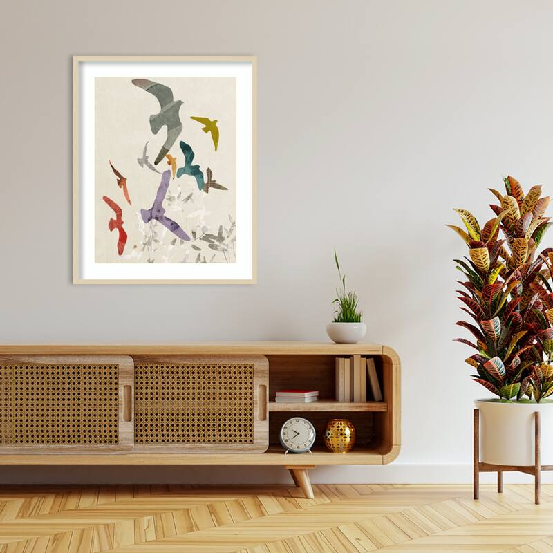 Flocking No.1 by Victoria Barnes Wood Framed Wall Art Print