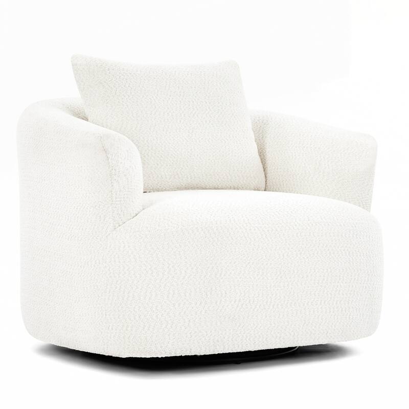 Upholstered Swivel Barrel Sofa Chair with a Throw Pillow