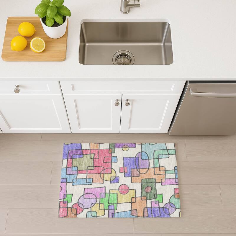 Machine Washable Indoor/ Outdoor Contemporary Prenner Chantille Rug