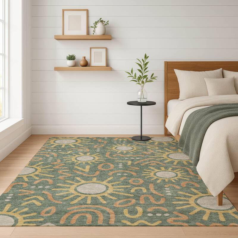 Machine Washable Indoor/ Outdoor Modern Sol Chantille Rug