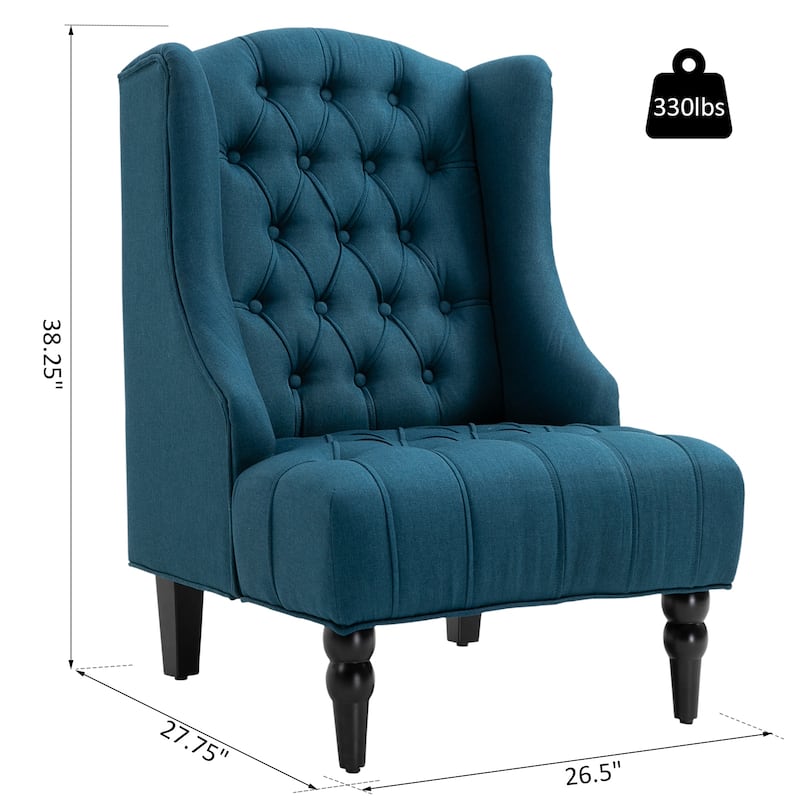 Copper Grove Erin Tufted Linen Upholstered Tall Wingback Accent Chair