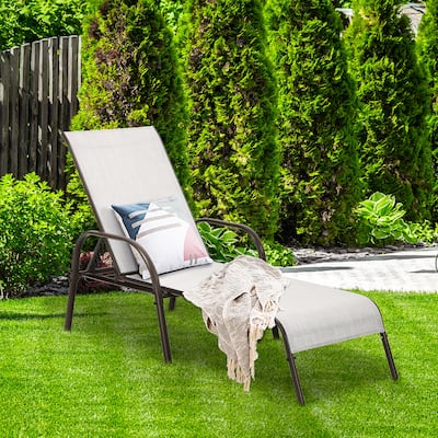 Patio Chaise Lounge Outdoor Lounger Chair with Adjustable Backrest
