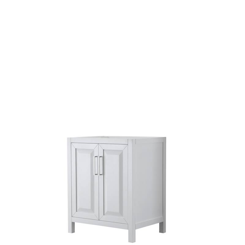 Daria 30-inch Single Vanity, No Top, No Mirror - White, Chrome Trim, No Top