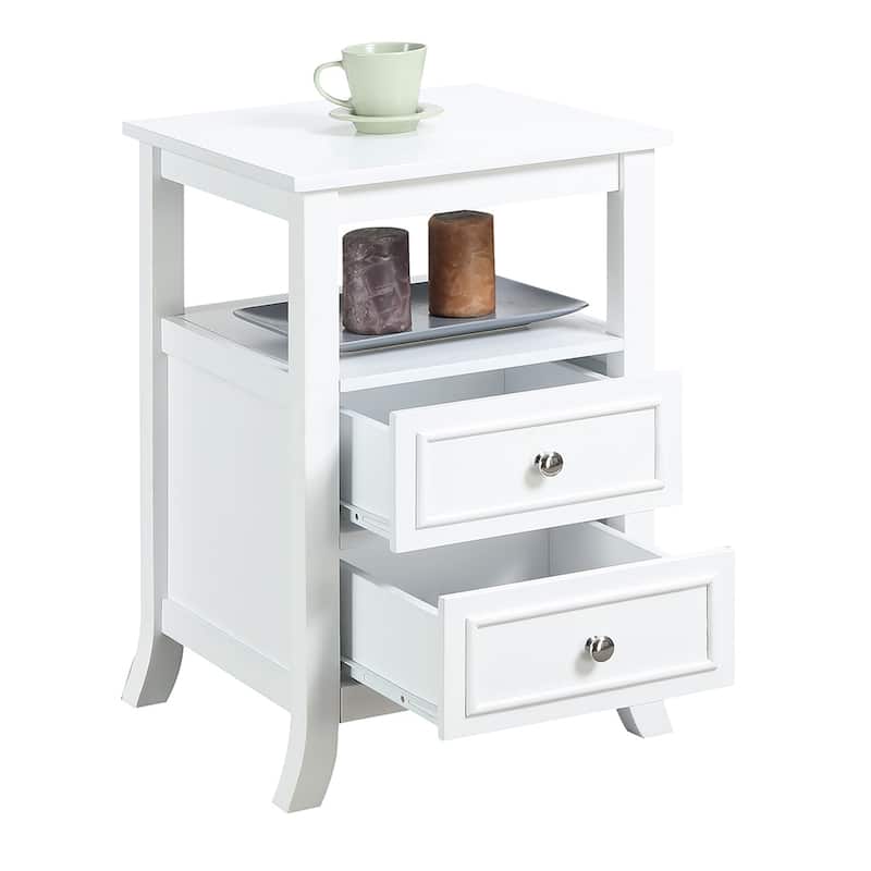 Convenience Concepts Melbourne 2 Drawer End Table with Shelf