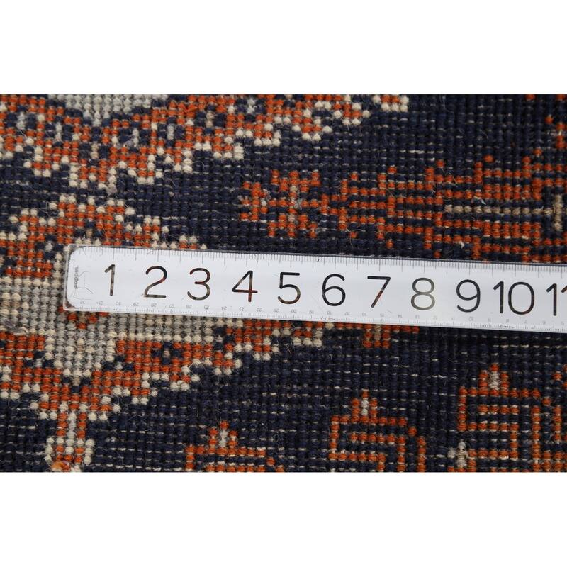 Blue Geometric Viss Oriental Runner Rug Handmade Wool Carpet - 2'7"x 7'10"