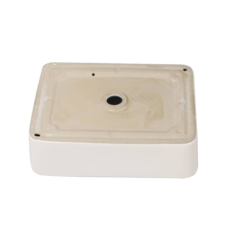 White Ceramic Rectangular Vessel Bathroom Sink