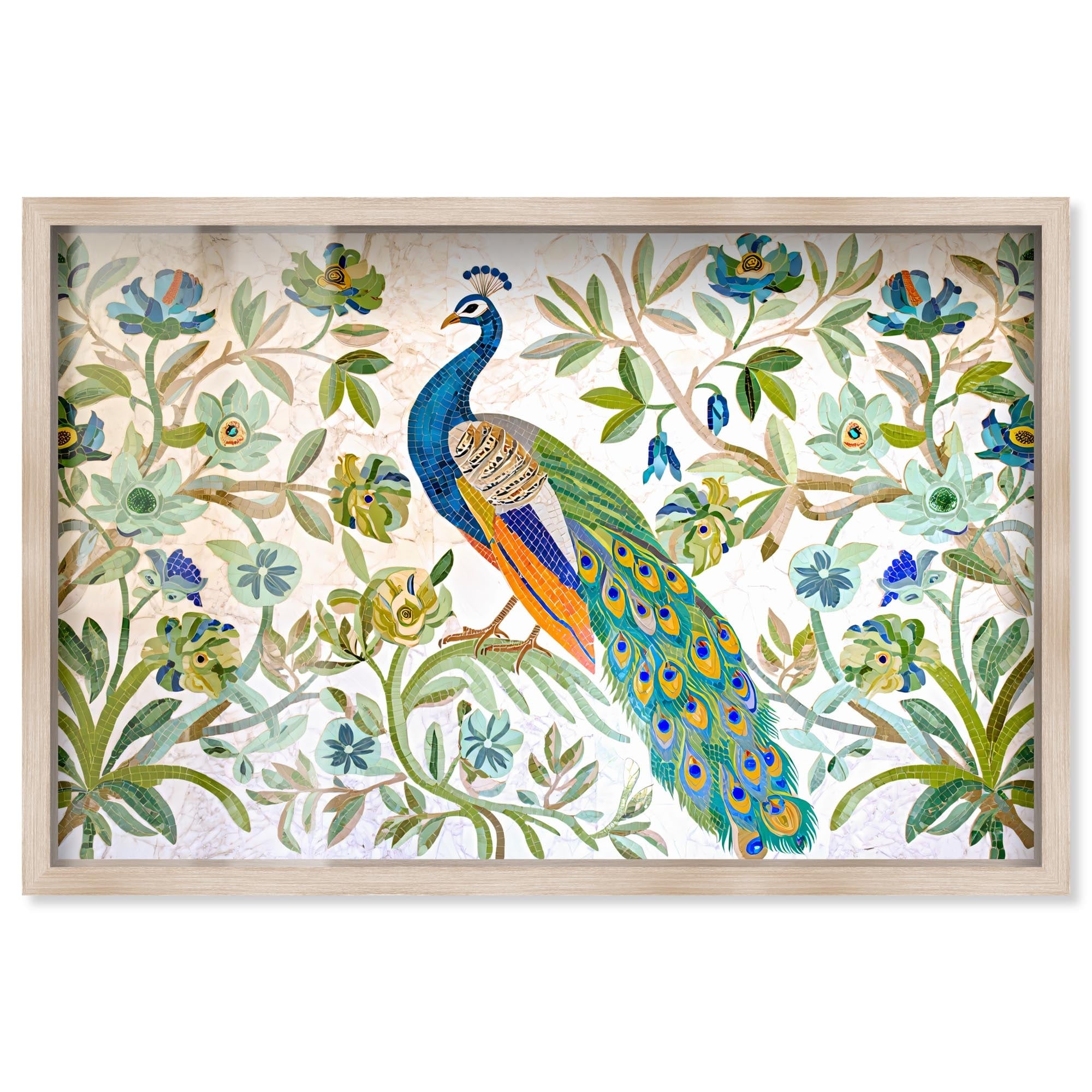 Royal Peacock Vintage Floral Art Shadowbox Print by Art Remedy
